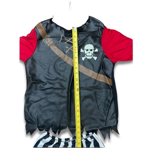 Kids Pirate Halloween Costume Set With Skull Top & Striped Pants - Size M - Picture 4 of 7